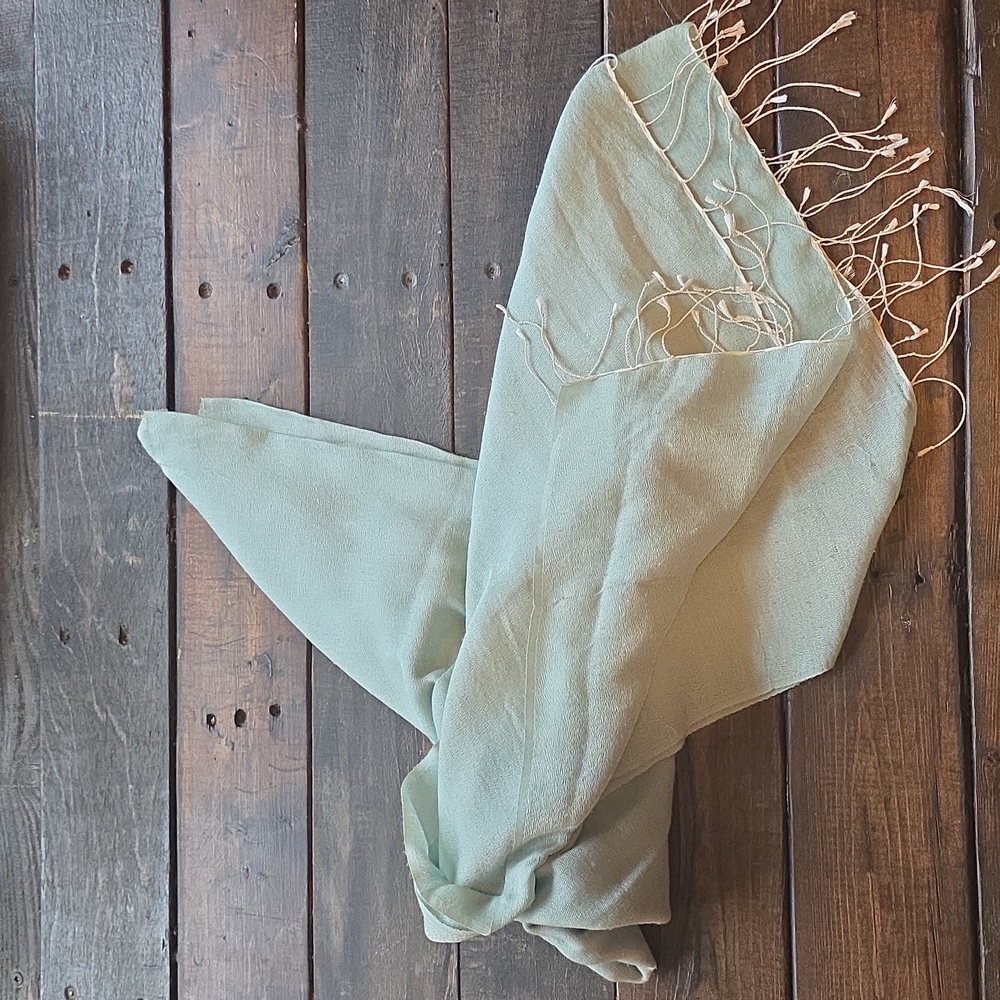 100% Water Shawl Pashmina Mint Green Scarf Handmade in Nepal